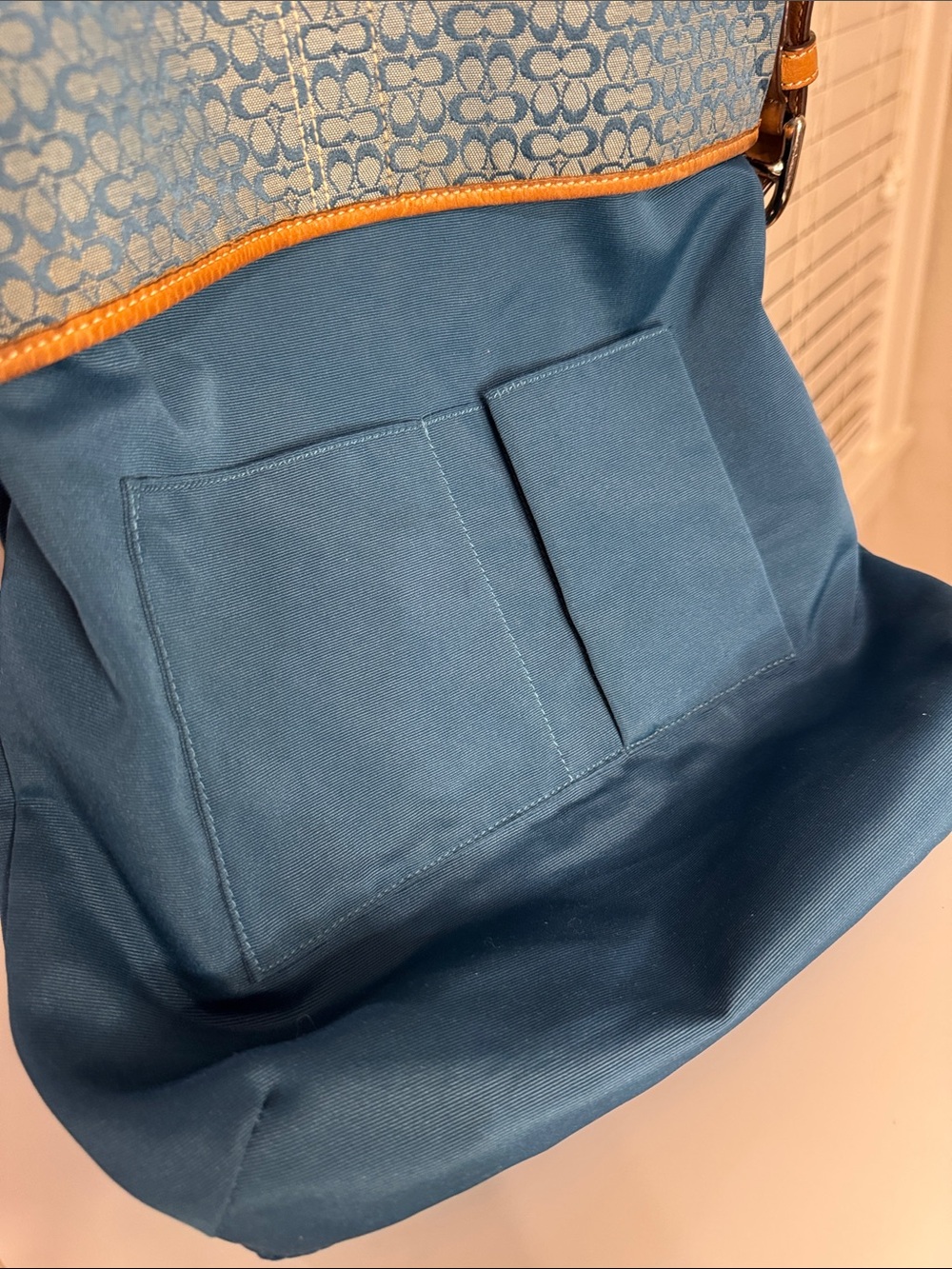Vintage Coach Soho Signature C Shoulder Bag Blue Teal Jacquard Y2K Rare Color - Picture 12 of 12